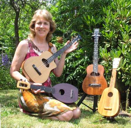 Susan Howell (Suekulele) with ukuleles
